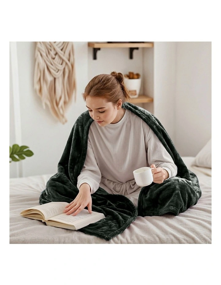 Bedra Electric Throw Rug Washable Heated Blanket Flannel Winter Warm Charcoal image 7