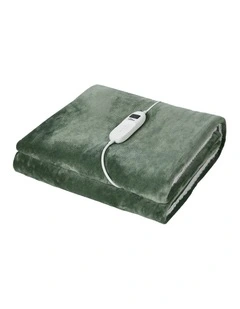 Bedra Electric Throw Rug Dual Side Heated Blanket Flannel&Sherpa Green