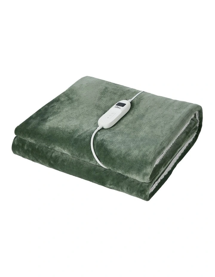 Bedra Electric Throw Rug Dual Side Heated Blanket Flannel&Sherpa Green image 1