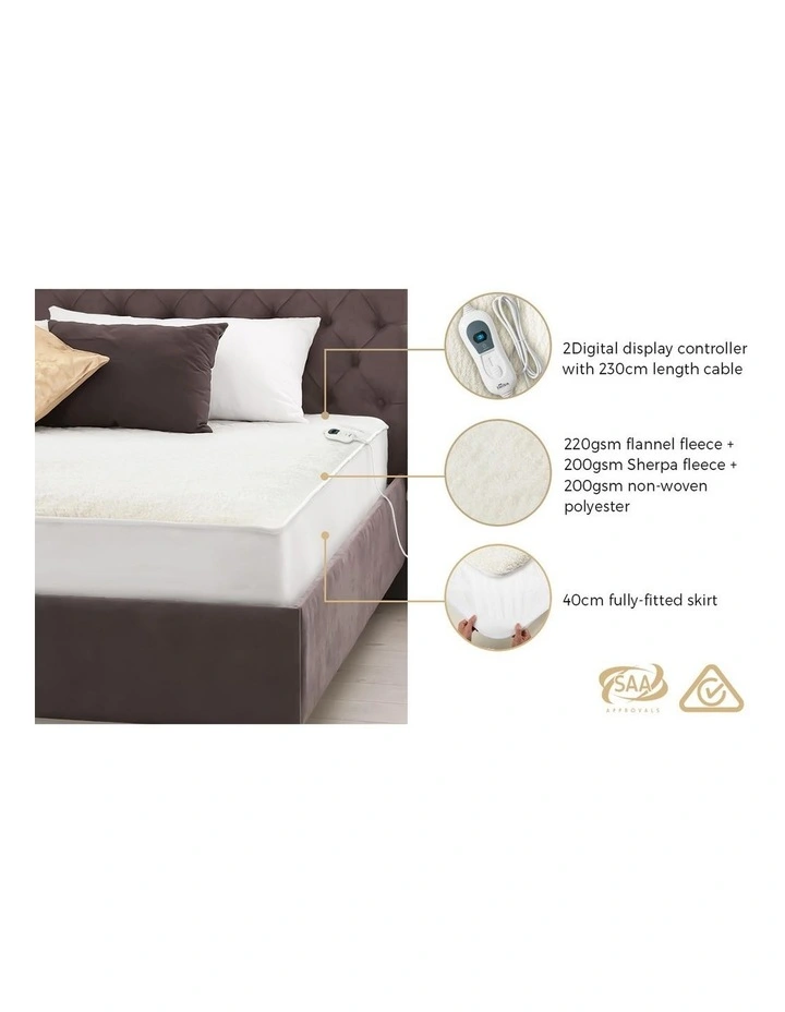 Bedra Electric Heated Blanket Fully Fitted Fleece Underlay Winter Pad Double image 4