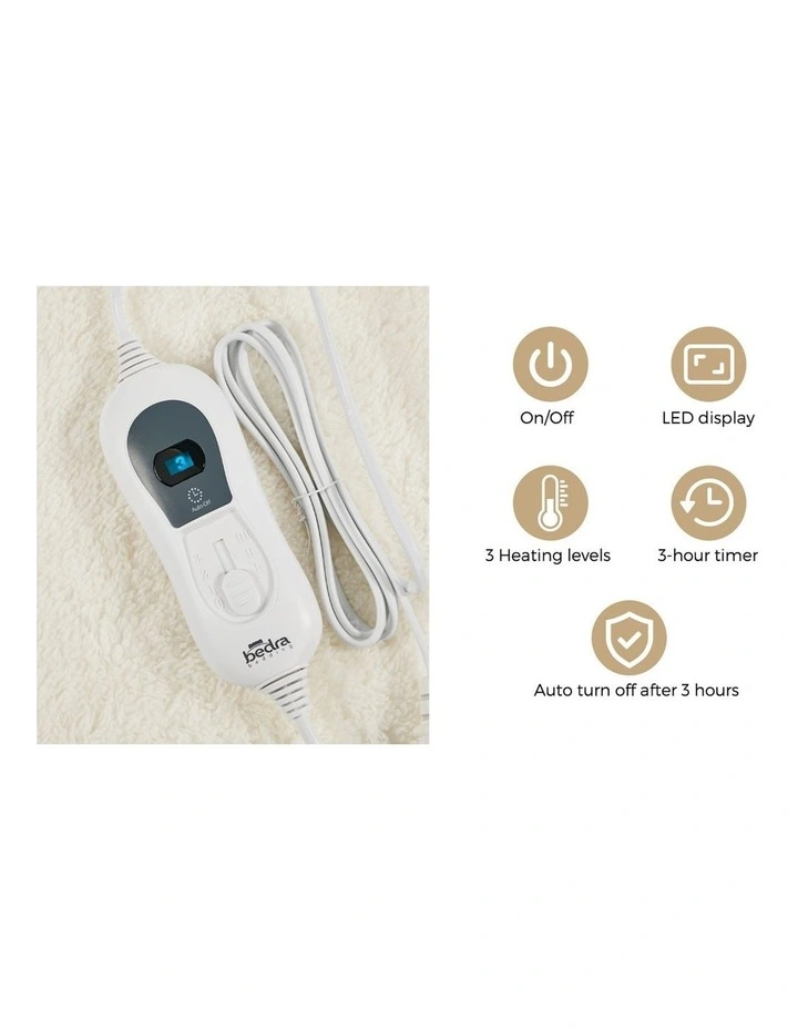 Bedra Electric Heated Blanket Fully Fitted Fleece Underlay Winter Pad Double image 6