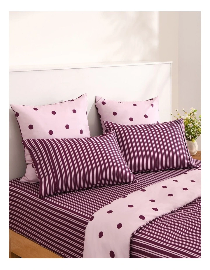 Dreamaker Pippa Stripe Fitted Sheet Set in Plum image 2