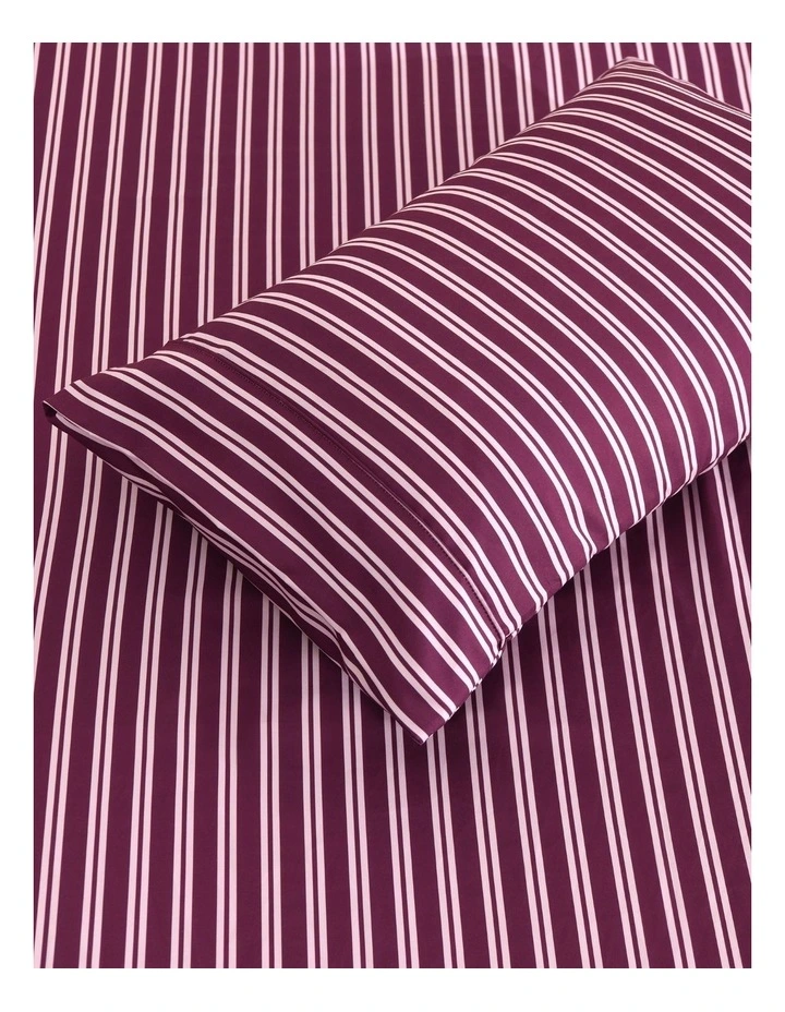 Dreamaker Pippa Stripe Fitted Sheet Set in Plum image 4