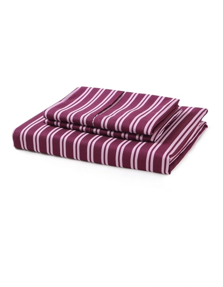 Dreamaker Pippa Stripe Fitted Sheet Set in Plum image 6