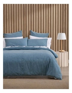 Dreamaker Ryder Denim Style Quilt Cover Set Mid Wash in Indigo Blue