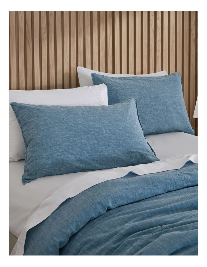 Dreamaker Ryder Denim Style Quilt Cover Set Mid Wash in Indigo Blue image 4