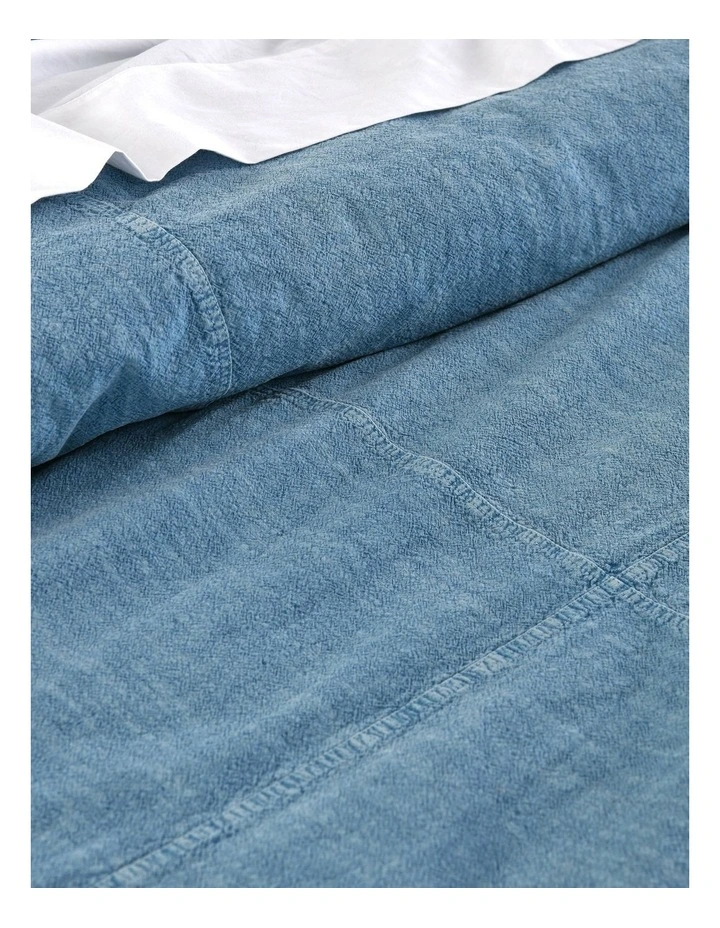 Dreamaker Ryder Denim Style Quilt Cover Set Mid Wash in Indigo Blue image 5
