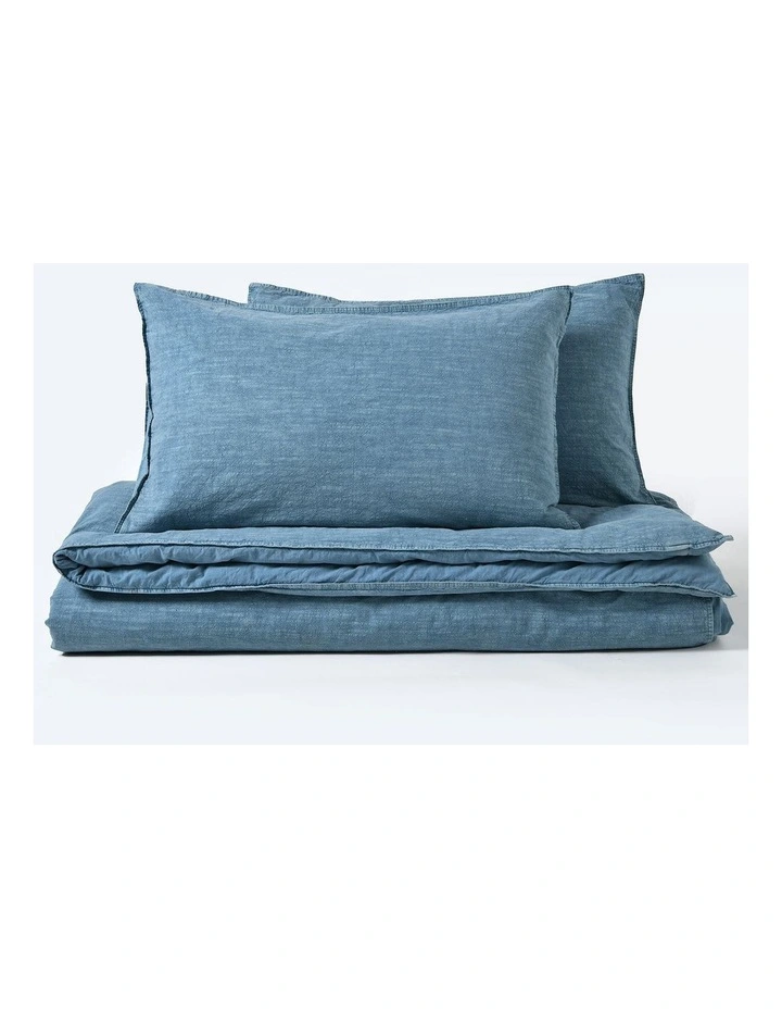 Dreamaker Ryder Denim Style Quilt Cover Set Mid Wash in Indigo Blue image 7