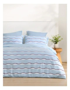Dreamaker Noa Quilt Cover Set in Sky/Cherry
