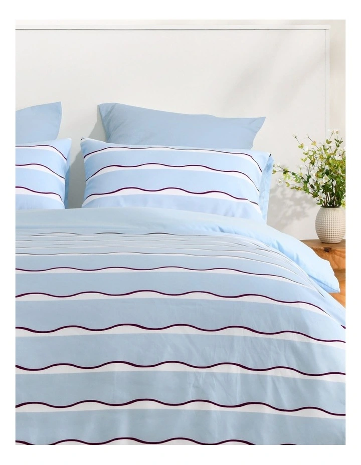 Dreamaker Noa Quilt Cover Set in Sky/Cherry image 2