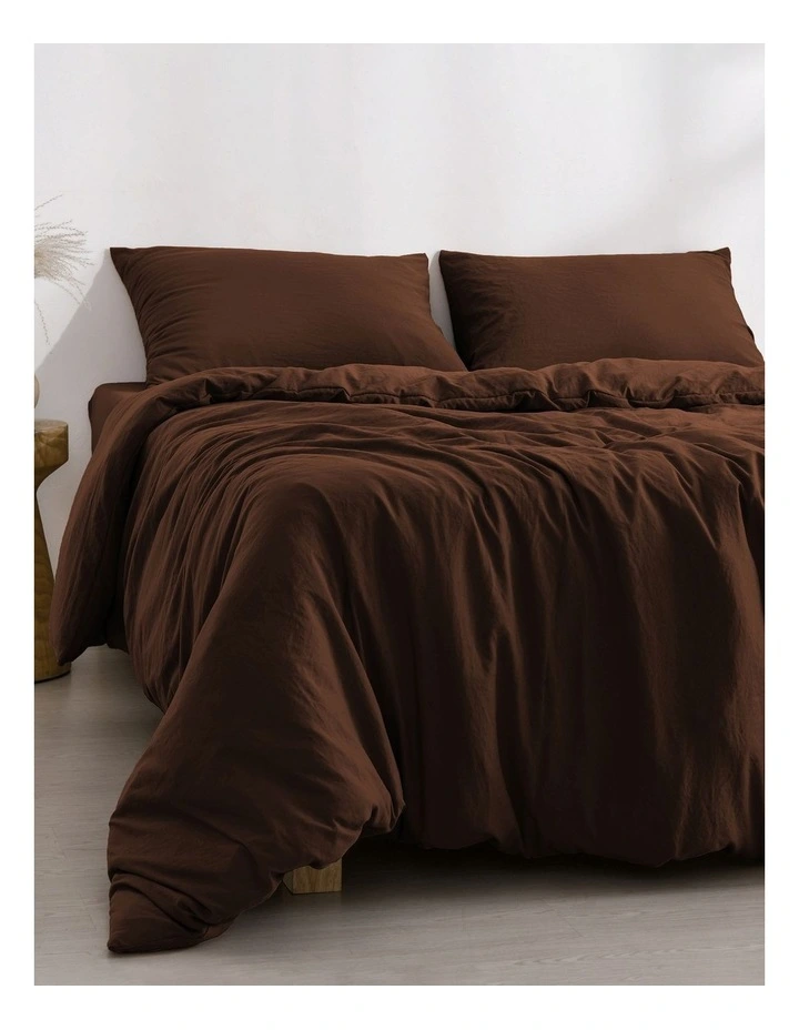 Dreamaker Superfine Washed Microfibre Quilt Cover Set in Chocolate image 2
