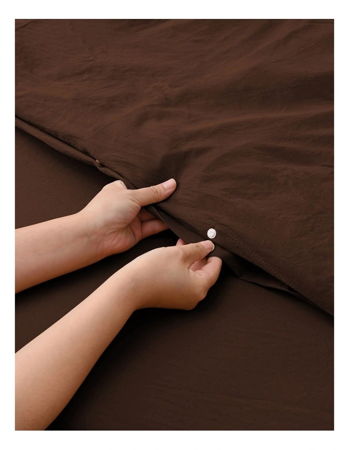 Dreamaker Superfine Washed Microfibre Quilt Cover Set in Chocolate image 4