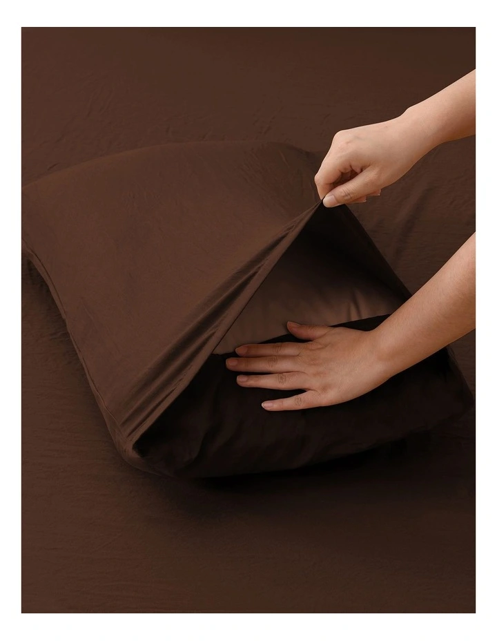 Dreamaker Superfine Washed Microfibre Quilt Cover Set in Chocolate image 5