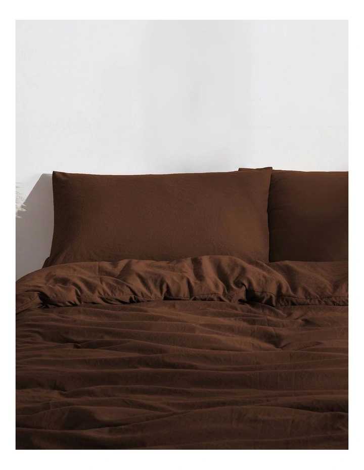 Dreamaker Superfine Washed Microfibre Quilt Cover Set in Chocolate image 6