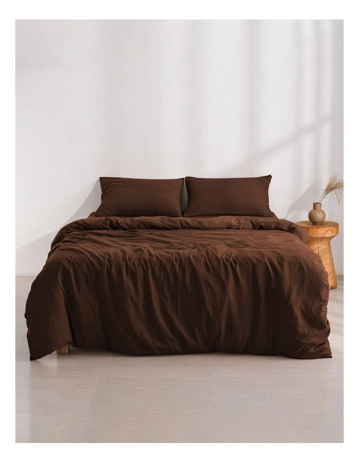 Dreamaker Superfine Washed Microfibre Quilt Cover Set in Chocolate image 7