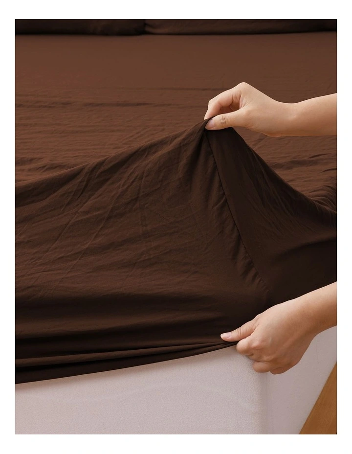 Dreamaker Superfine Washed Microfibre Combo Fitted Sheet Set in Chocolate image 7