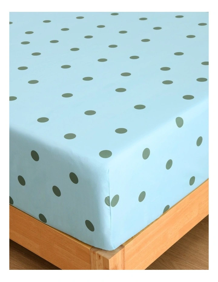 Dreamaker Pippa Spot Fitted Sheet Set in Sky image 3