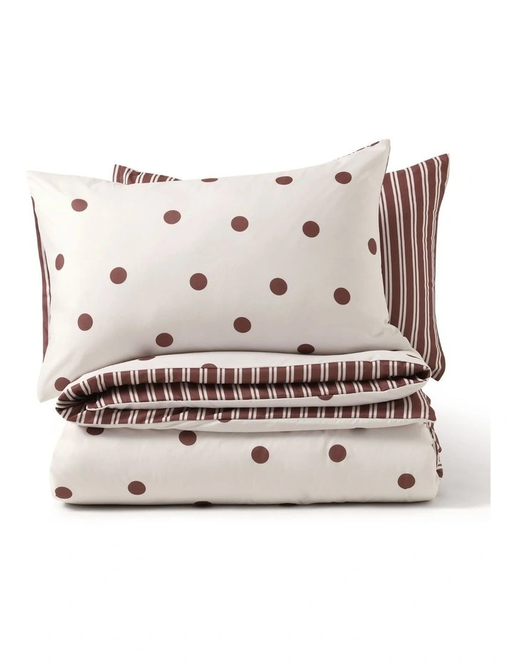 Dreamaker Pippa Reversible Quilt Cover Set in Natural/Chocolate image 6