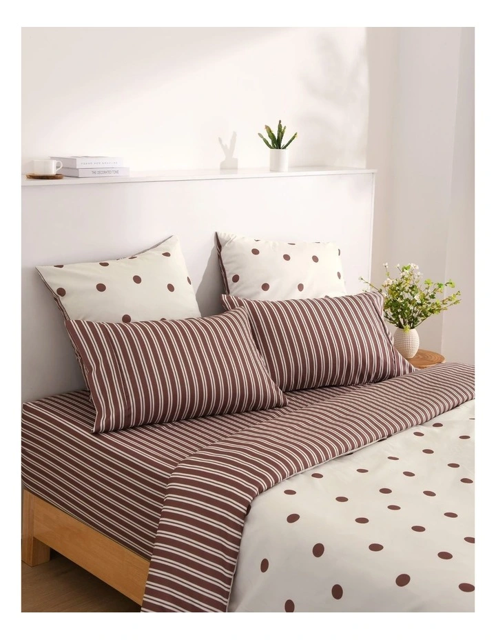 Dreamaker Pippa Stripe Fitted Sheet Set in Chocolate image 2