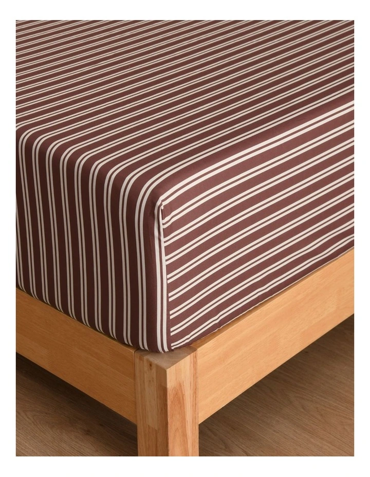 Dreamaker Pippa Stripe Fitted Sheet Set in Chocolate image 3
