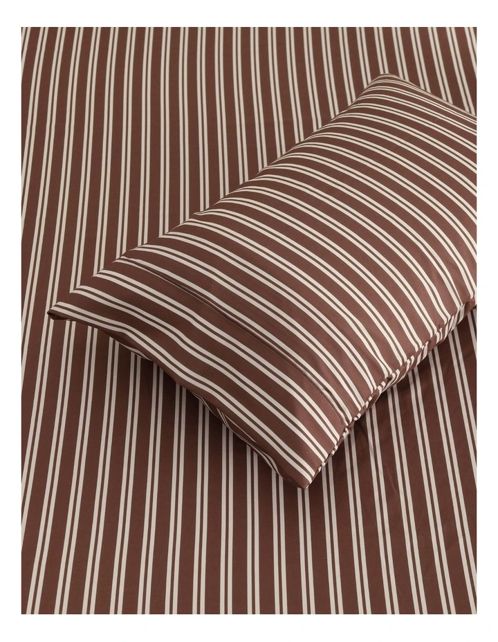 Dreamaker Pippa Stripe Fitted Sheet Set in Chocolate image 4