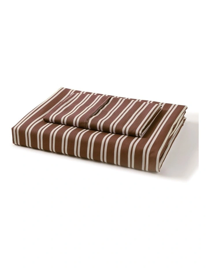 Dreamaker Pippa Stripe Fitted Sheet Set in Chocolate image 6