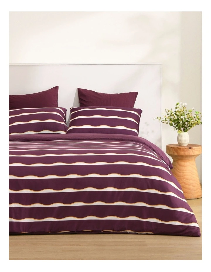 Dreamaker Noa Quilt Cover Set in Cherry/Mustard image 1
