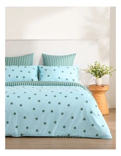 Dreamaker Pippa Reversible Quilt Cover Set in Sky/Green