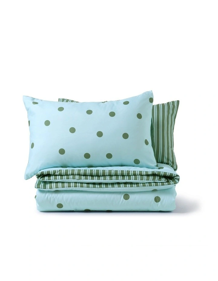 Dreamaker Pippa Reversible Quilt Cover Set in Sky/Green image 6