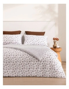 Dreamaker Breakfast in Bed Reversible Quilt Cover Set in Chocolate