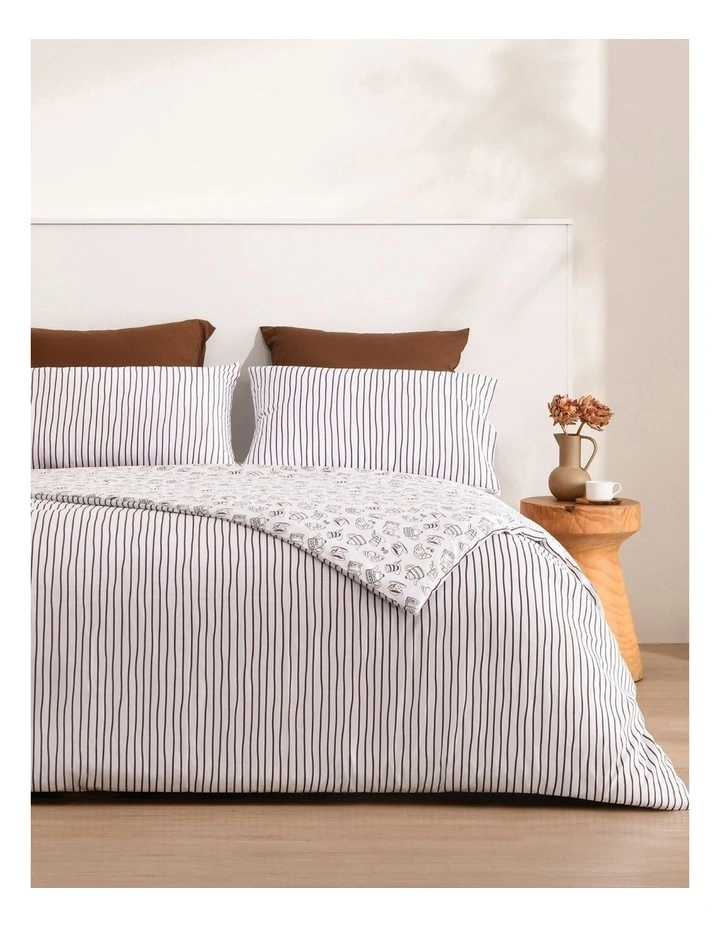 Dreamaker Breakfast in Bed Reversible Quilt Cover Set in Chocolate image 2