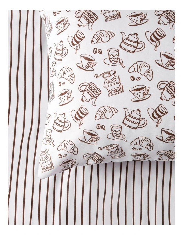 Dreamaker Breakfast in Bed Reversible Quilt Cover Set in Chocolate image 3
