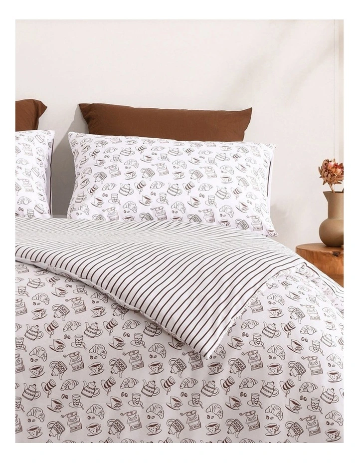 Dreamaker Breakfast in Bed Reversible Quilt Cover Set in Chocolate image 4