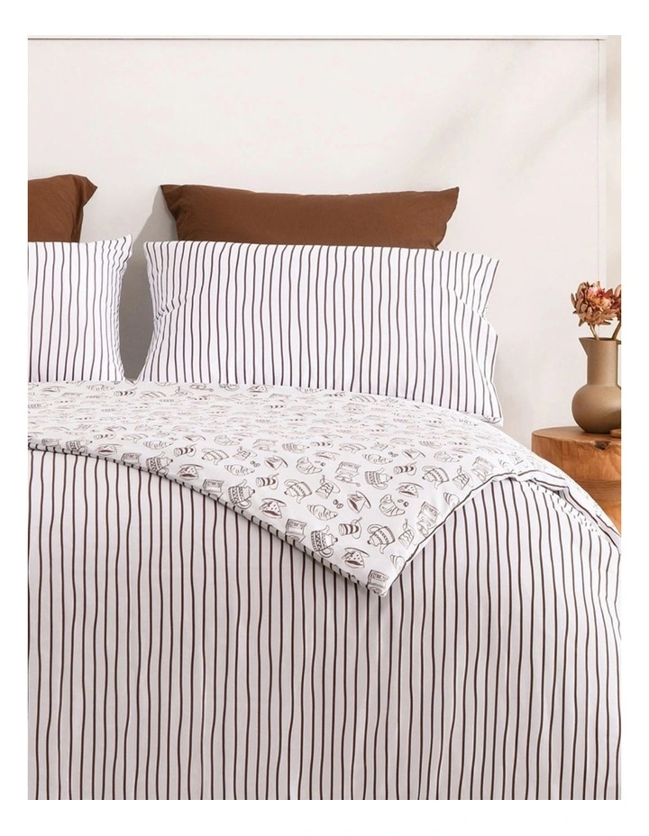 Dreamaker Breakfast in Bed Reversible Quilt Cover Set in Chocolate image 5