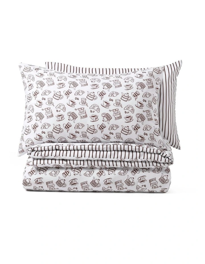 Dreamaker Breakfast in Bed Reversible Quilt Cover Set in Chocolate image 6
