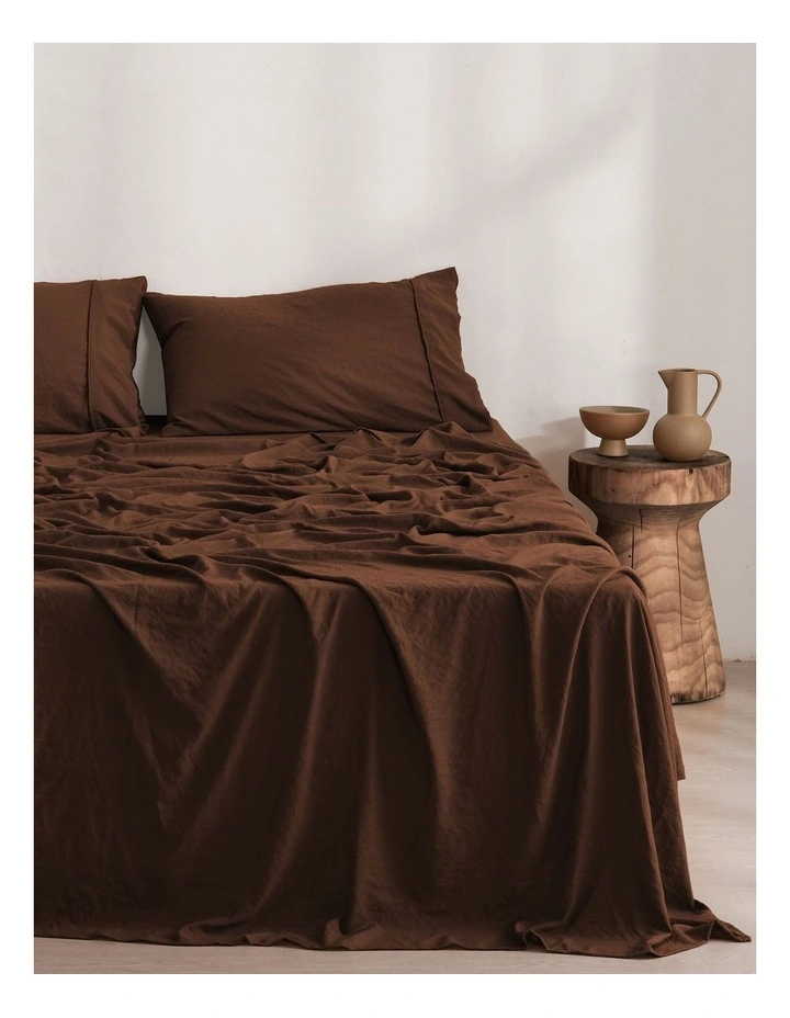 Dreamaker Superfine Washed Microfibre Sheet Set in Chocolate image 1