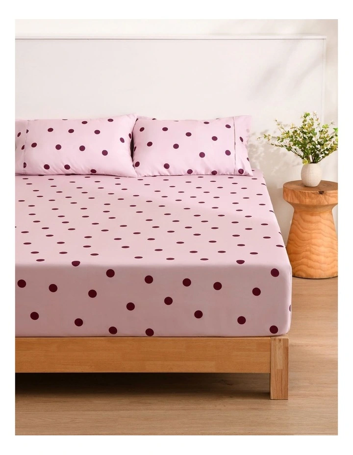 Dreamaker Pippa Spot Fitted Sheet Set in Pink image 1