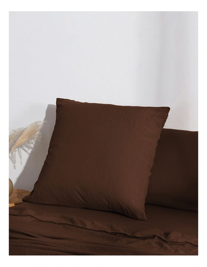 Dreamaker Superfine Washed Microfibre European Pillowcase Chocolate image 2
