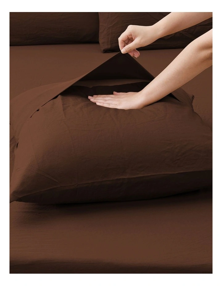 Dreamaker Superfine Washed Microfibre European Pillowcase Chocolate image 4