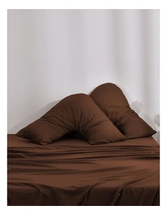 Dreamaker Superfine Washed Microfibre V-Shape Pillowcase Twin Pack - Chocolate