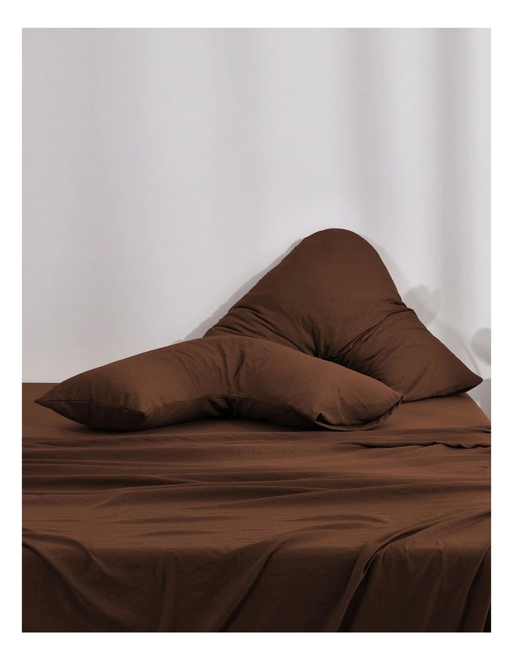 Dreamaker Superfine Washed Microfibre V-Shape Pillowcase Twin Pack - Chocolate image 2
