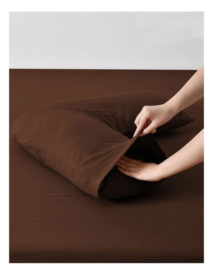 Dreamaker Superfine Washed Microfibre V-Shape Pillowcase Twin Pack - Chocolate image 4
