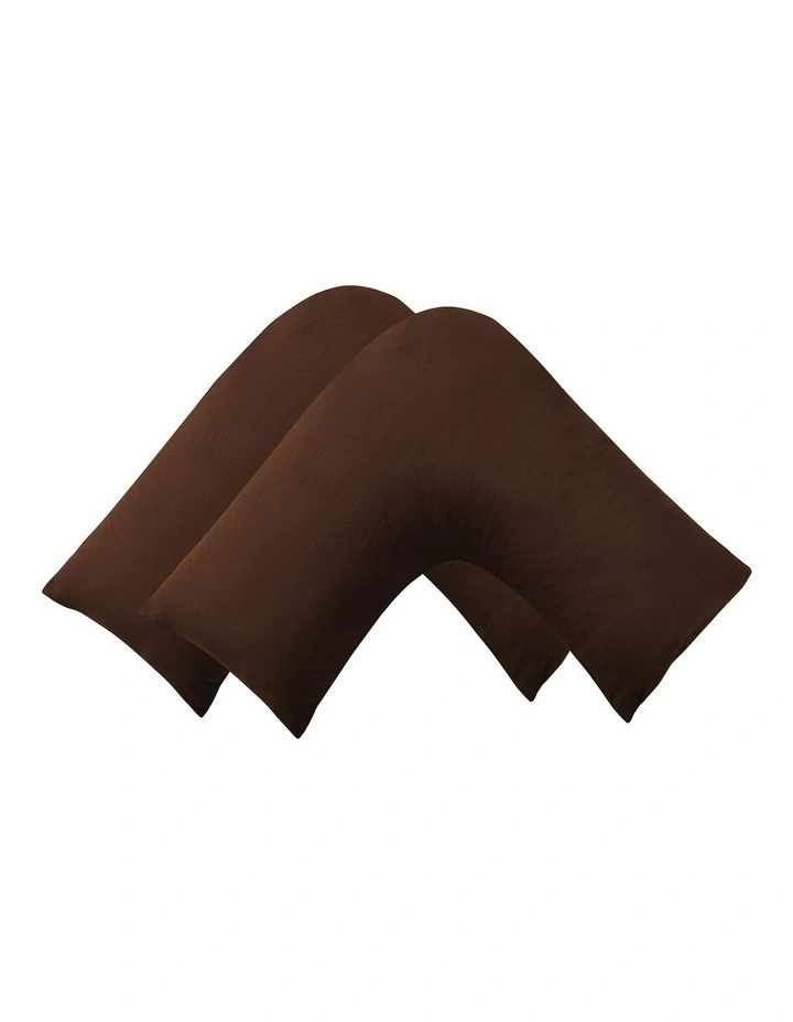 Dreamaker Superfine Washed Microfibre V-Shape Pillowcase Twin Pack - Chocolate image 5