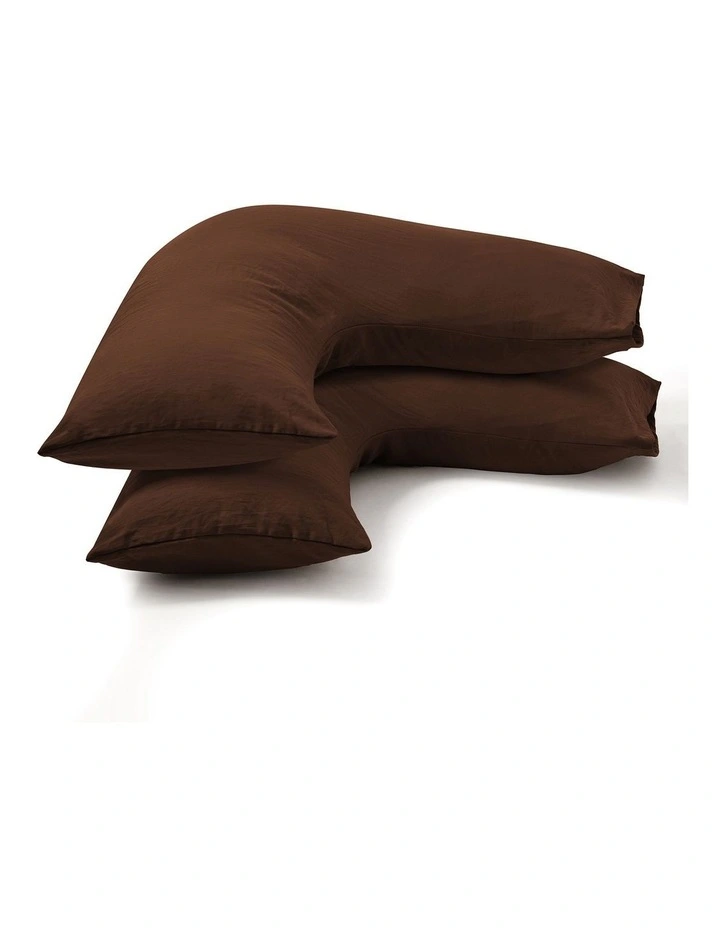 Dreamaker Superfine Washed Microfibre V-Shape Pillowcase Twin Pack - Chocolate image 6