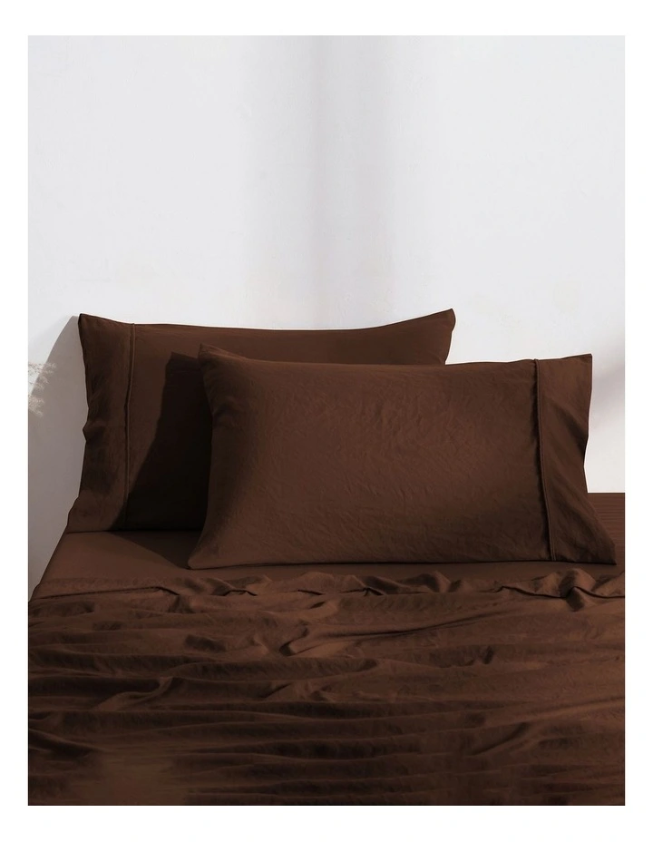 Dreamaker Superfine Washed Microfibre Standard Pillowcase Twin Pack - Chocolate image 1