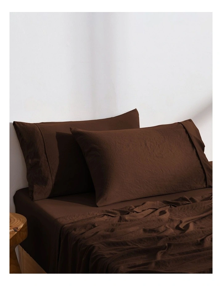 Dreamaker Superfine Washed Microfibre Standard Pillowcase Twin Pack - Chocolate image 2