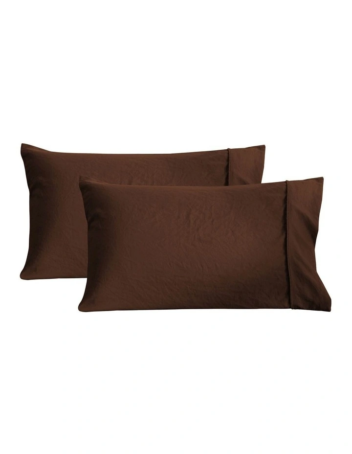 Dreamaker Superfine Washed Microfibre Standard Pillowcase Twin Pack - Chocolate image 6