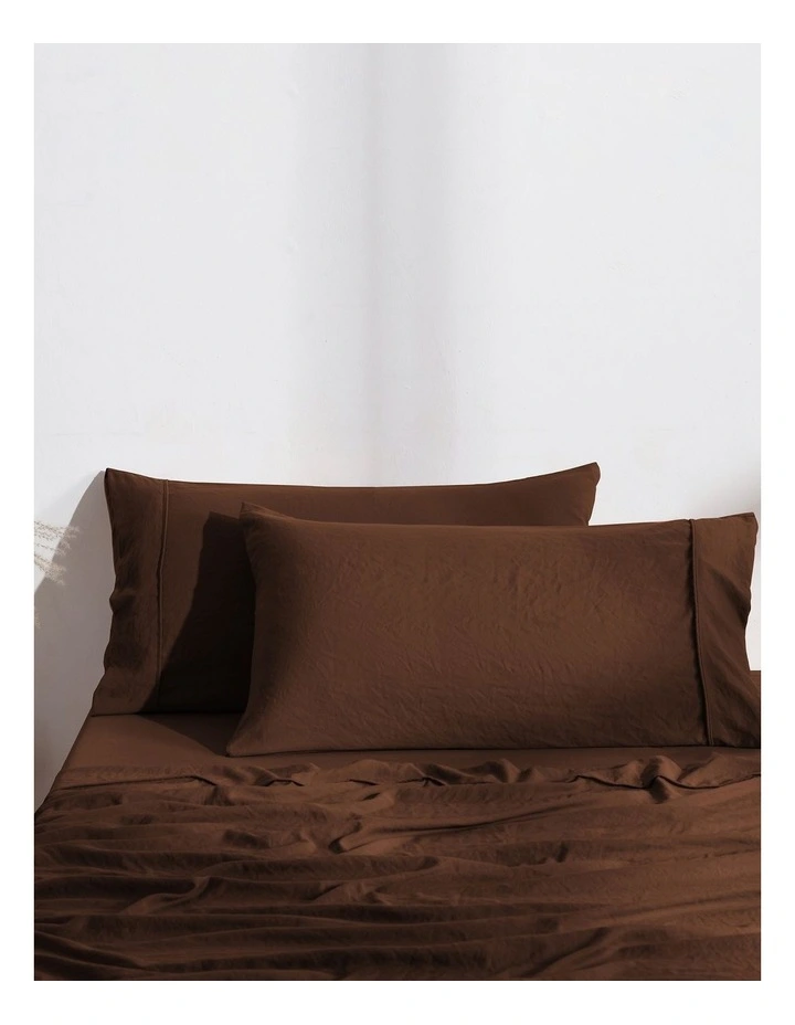 Dreamaker Superfine Washed Microfibre King Pillowcase Twin Pack - Chocolate image 1