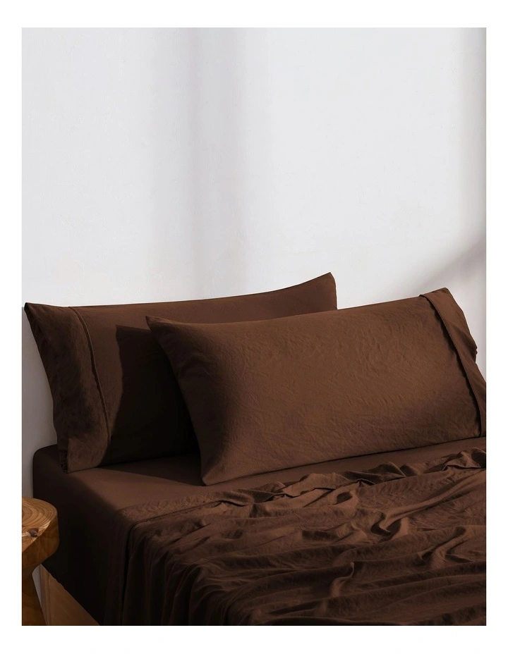 Dreamaker Superfine Washed Microfibre King Pillowcase Twin Pack - Chocolate image 2