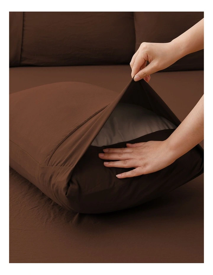 Dreamaker Superfine Washed Microfibre King Pillowcase Twin Pack - Chocolate image 5